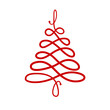 Vector illustration, abstract Christmas tree, line style. Can be used as icon, applicable for greeting cards, banners, New Year design concepts.