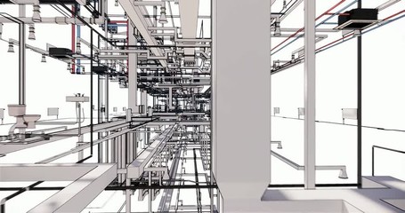 Wall Mural - Computer design of utilities at BIM technology	