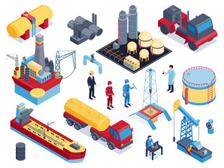 Isometric Petroleum Industry Icon Set