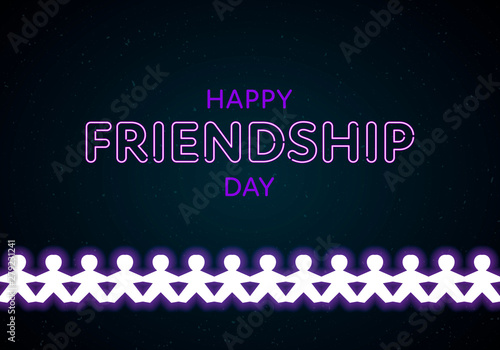 Vector Happy Friendship Day Banner Neon Violet Text On Dark