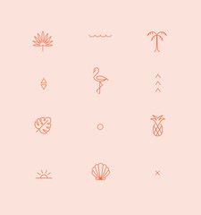 Summer geometric pattern.Trendy symbol collection for Web and App.