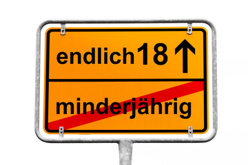 Sticker - Endlich 18 Wegweiser