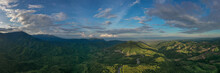 Aerial View Of Mountains And Chewed Roads On The Mountain During Sunset At Khao Kho Viewpoint, Phetchabun Province, Thailand