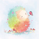 Fototapeta Dziecięca - Cute Rainbow Hedgehog
