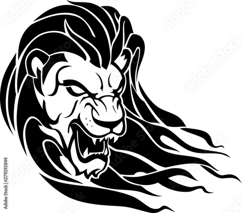 Lion Front View Growling Tableau sur Toile