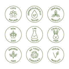 Wall Mural - vector set of design elements, logo design templates, icons and badges for natural and organic cosme