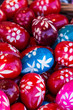red and blue handmade Easter eggs