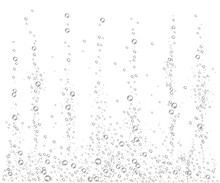 Underwater Fizzing Air Bubbles Flow Border Texture In Vector Illustration.