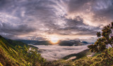 Fototapeta Na ścianę - The clouds sea and sunrise in the mountains in West Sichuan, China.