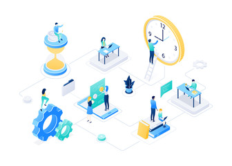 Wall Mural - time management - modern colorful isometric vector illustration