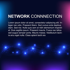 Wall Mural - abstract background of network connection technology and line grid with blue and purple tone