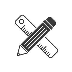 Leinwandbilder - Pencil and ruler icon template color editable vector sign isolated on white background.