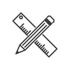 Poster - Pencil and ruler icon template color editable vector sign isolated on white background.