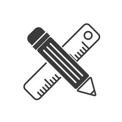 Poster - Pencil and ruler icon template color editable vector sign isolated on white background.