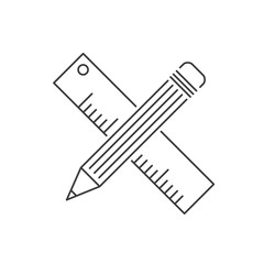 Poster - Pencil and ruler icon template color editable vector sign isolated on white background.
