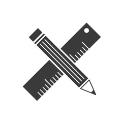 Aufkleber - Pencil and ruler icon template color editable vector sign isolated on white background.