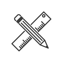Leinwandbilder - Pencil and ruler icon template color editable vector sign isolated on white background.