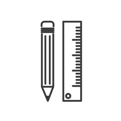 Poster - Pencil and ruler icon template color editable vector sign isolated on white background.