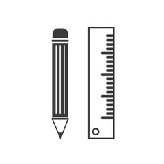 Poster - Pencil and ruler icon template color editable vector sign isolated on white background.