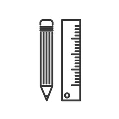 Poster - Pencil and ruler icon template color editable vector sign isolated on white background.