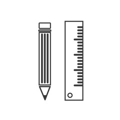 Poster - Pencil and ruler icon template color editable vector sign isolated on white background.