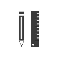 Poster - Pencil and ruler icon template color editable vector sign isolated on white background.