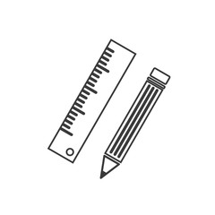 Poster - Pencil and ruler icon template color editable vector sign isolated on white background.