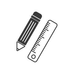 Poster - Pencil and ruler icon template color editable vector sign isolated on white background.
