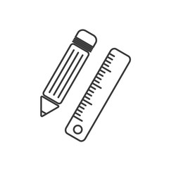 Poster - Pencil and ruler icon template color editable vector sign isolated on white background.