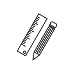 Poster - Pencil and ruler icon template color editable vector sign isolated on white background.