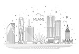 Fototapeta Nowy Jork - Miami city skyline, vector illustration, flat design