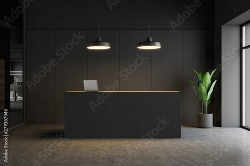 Fotomural Dark gray reception desk in modern office