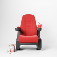 Red Cinema Chair On White Background