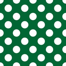 Tile Vector Pattern With White Polka Dots On Green Background	