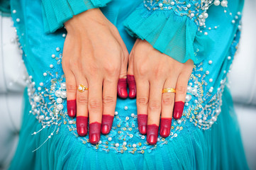 Bride's folding hands