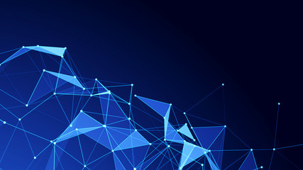 Wall Mural - abstract polygonal space. futuristic blue background. connection dots and lines structure. triangula
