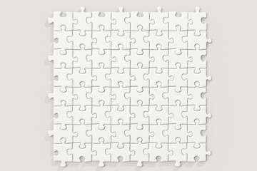 Wall Mural - Blank puzzles arranged neatly with white background, 3d rendering.