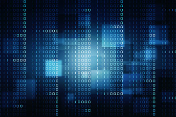 2d illustration abstract digital binary data on computer screen