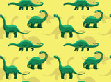 Fototapeta Dinusie - Dinosaur Brontosaurus Cartoon Background Seamless Wallpaper