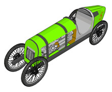 Green Antique Car, Illustration, Vector On White Background.