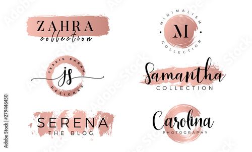 Fotomural Feminine logo set in gold rose - Vector