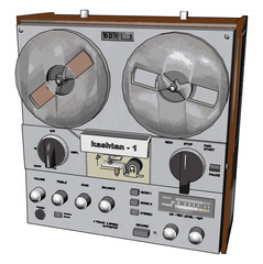 Wall Mural - Old radio recorder, illustration, vector on white background.