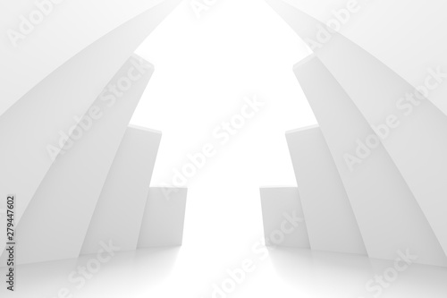 White Circular Building. Modern Geometric Wallpaper. Futuristic Technology De...