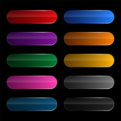 shiny wide rounded buttons set
