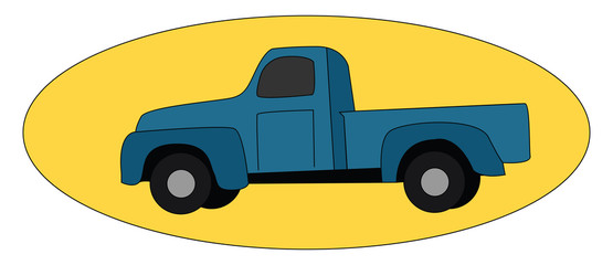 Poster - Blue pickup, illustration, vector on white background.