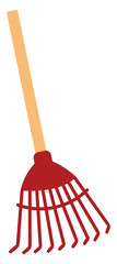 Sticker - Red rake, illustration, vector on white background.