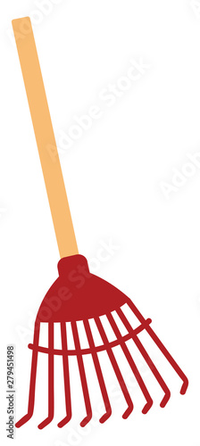 Fotomural Red rake, illustration, vector on white background.
