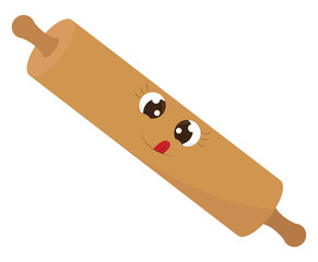 Poster - Cute rolling pin, illustration, vector on white background.