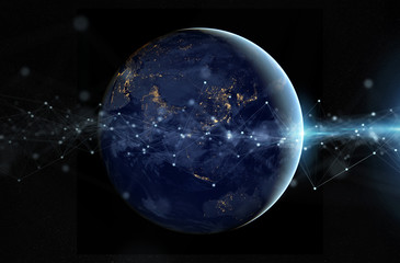 Wall Mural - global datas exchanges and connections system over the globe 3d rendering elements of this image fur