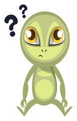 Poster - Alien with question marks, illustration, vector on white background.